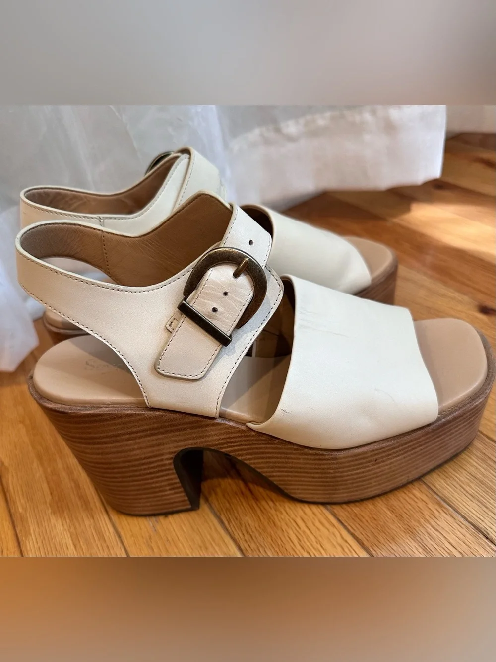 Anthropologie Seychelles Mosh Pit  Platform sandals Leather Stacked Heel 10